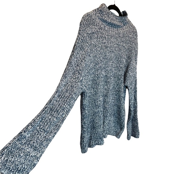 Caslon Shaker Knit Mock Neck Sweater Blue Ensign Ivory White Marl Medium NWT - Picture 3 of 7